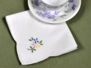 1 Dozen Tea Napkins with an Embroidered Flower Bouquet