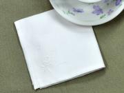 1 Dozen Luncheon Napkins with Embroidered Floral and Leaf Design