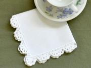 1 Dozen White Scallop Crochet Lace Tea Napkins