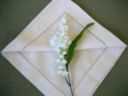 1 Dozen Ecru Hemstitched Linen Dinner Napkins - 20 inch