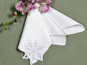1 Dozen White Linen Battenburg Lace Dinner Napkins