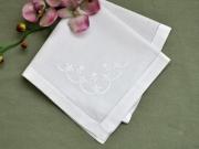 1 Dozen White Linen Dinner Napkins with Fleur De Lis