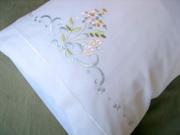 Pair of Cotton Pillowcases with Colorful Bouquet of Posies