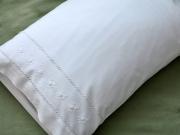 Pair of White Cotton Pillowcases with Row of Roses