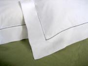 Pair of White Linen Hemstitched Edge Standard Pillow Shams