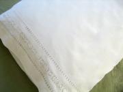 Pair of Cotton Pillowcases with Intricate Drawnwork