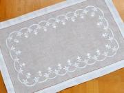 4 Pc Set White Linen Placemats With Fleur De Lis