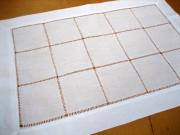 4 Pc Set White Square Hemstitched Linen Placemats