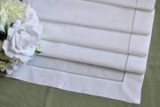 White Hemstitched Linen Table Runner 18"X72"
