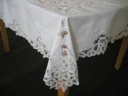 48" X 60" Battenburg Lace Tablecloth with Embroidered Daisies