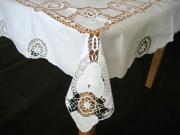 5 Pc Set- 36" Crochet Lace Tablecloth & 4 Matching Napkins