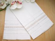 Set of 4 Ivory Linen Hand Towels with an Infinity Design