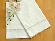 Set of 2 Ivory Linen Bath Towels with an Infinity Design