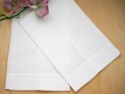 Set of 4 Linen Hand Towels With Circle Band Border