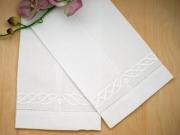 Set of 4 Linen Guest Towels with a Wave Design