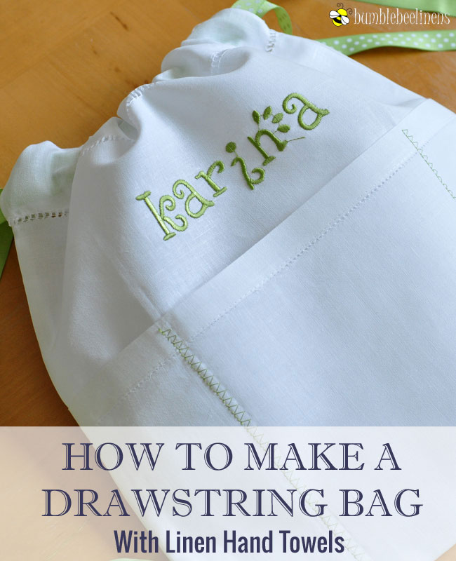 Making A Drawstring Backpack Out Of Linen Hand Towels