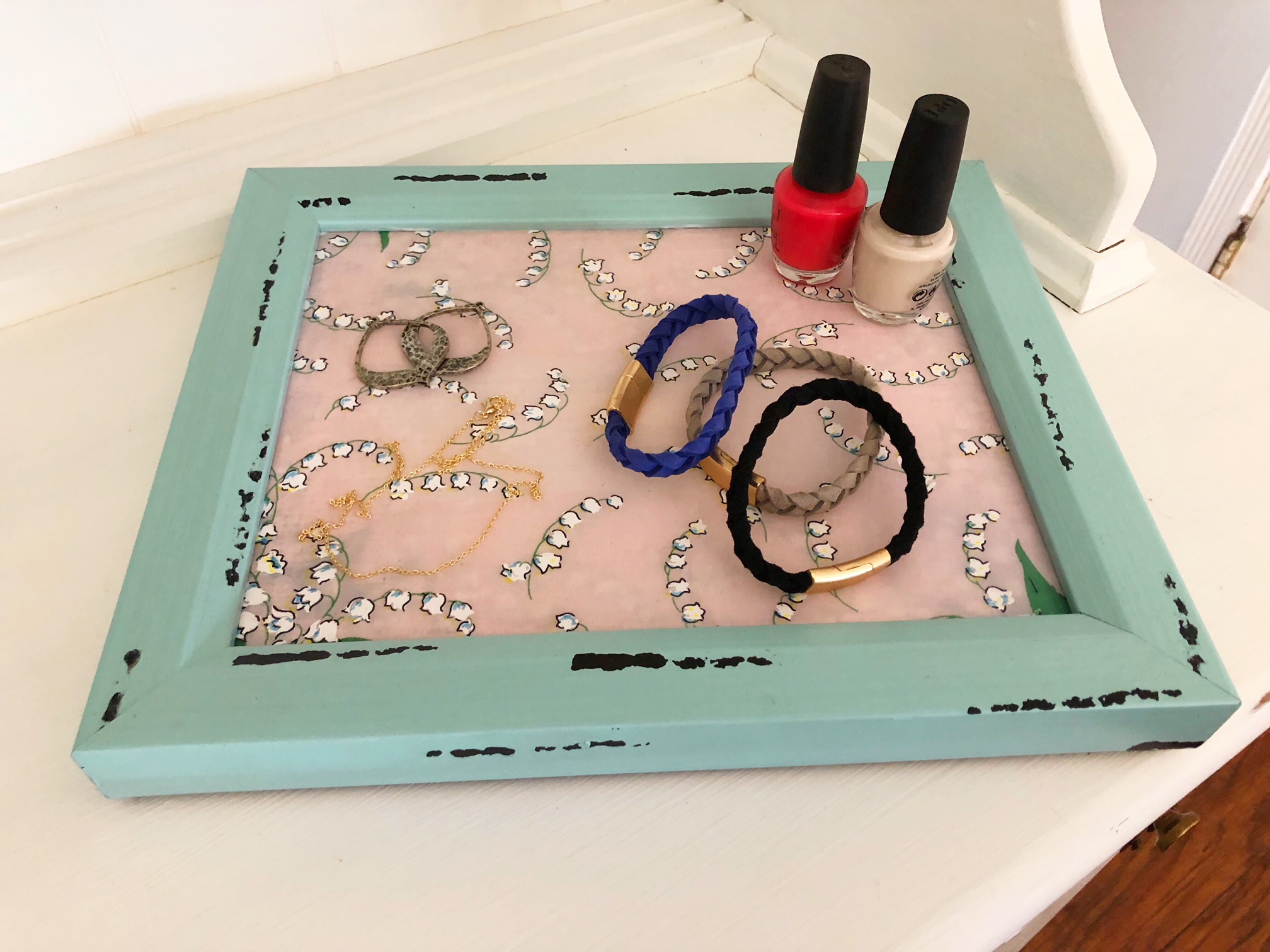 Our DIY Jewelry Tray is easy to make and looks beautiful on your dresser.