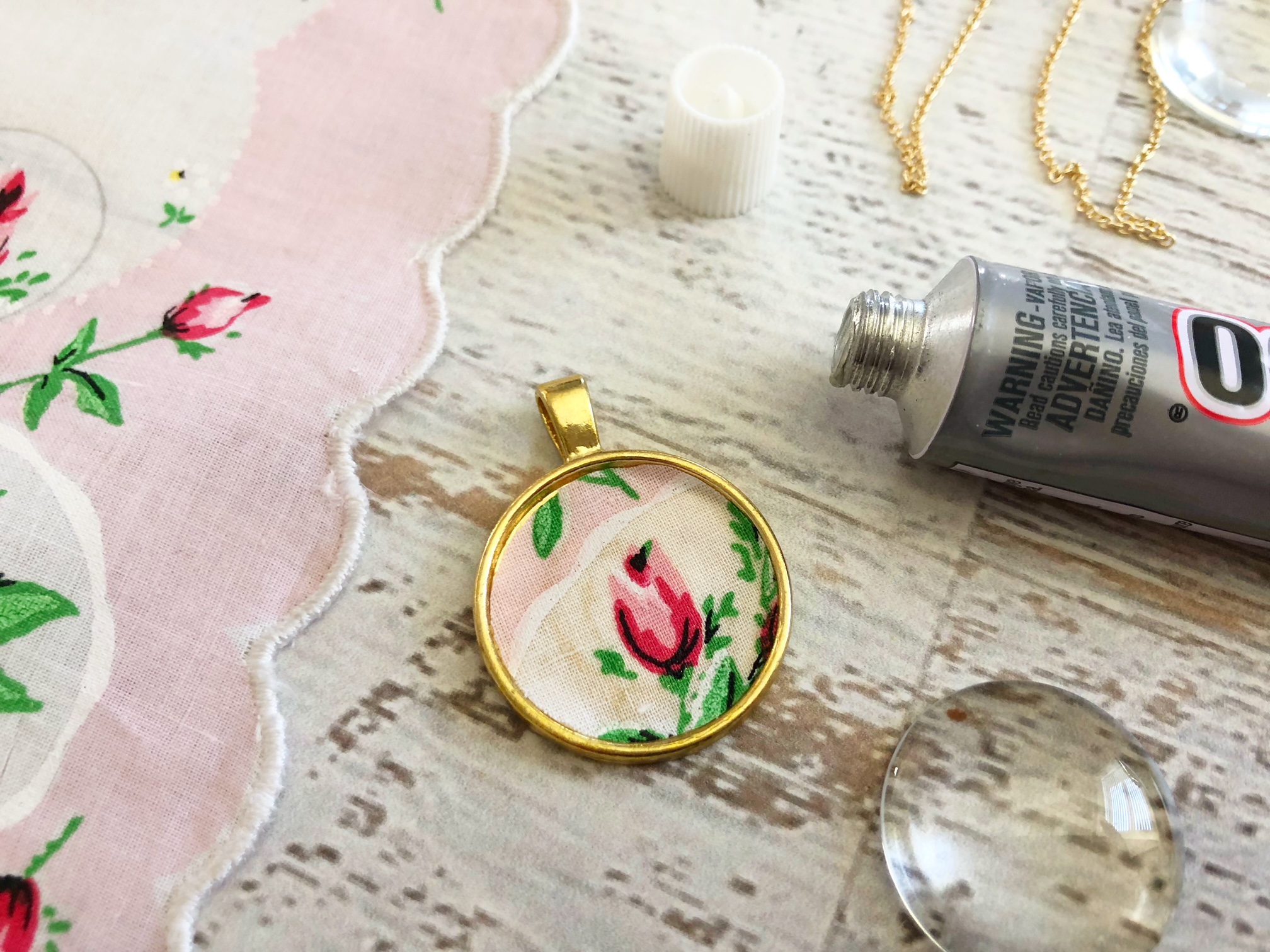  Our Handkerchief Pendant Necklace is a beautiful way to upcycle your favorite handkerchief.