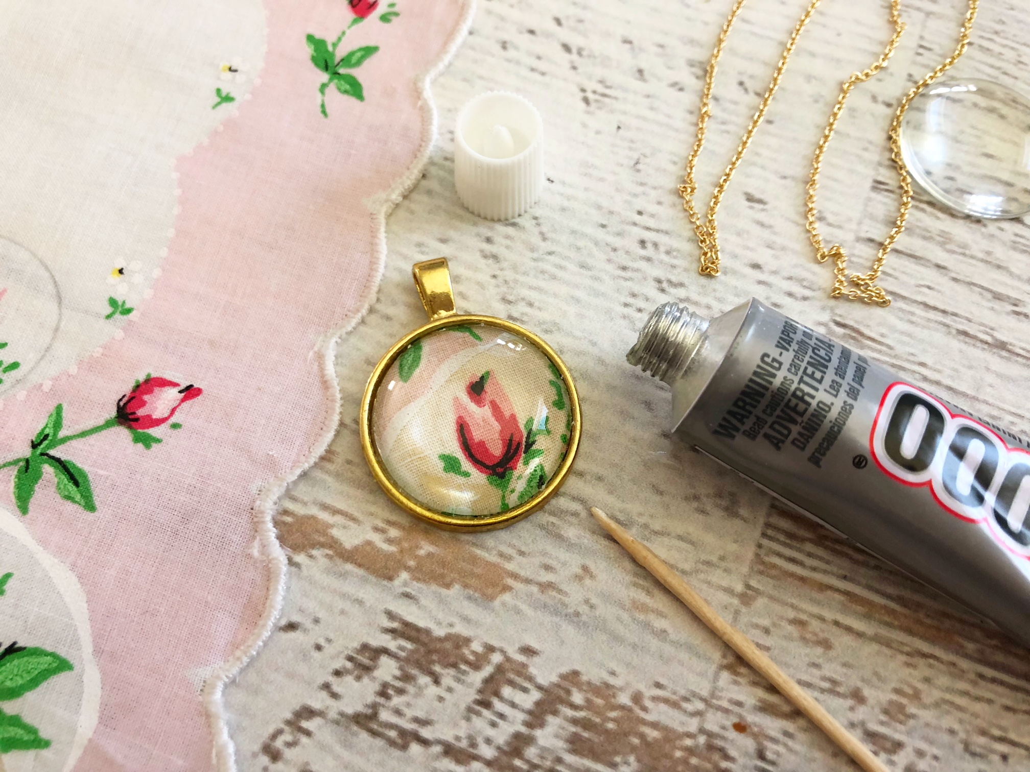  Our Handkerchief Pendant Necklace is a beautiful way to upcycle your favorite handkerchief.