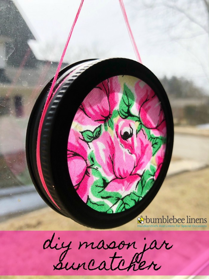 How To Make DIY Mason Jar Lid Sun Catchers With Print Handkerchiefs