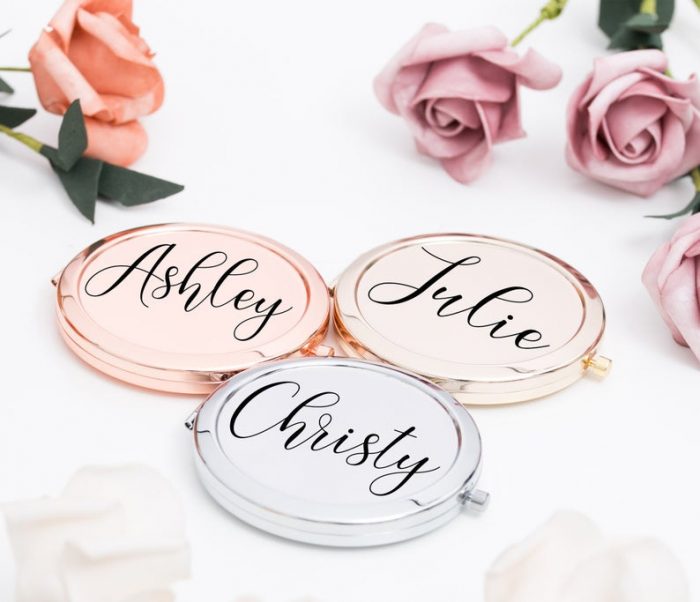 Compact Mirror Bridesmaid Gifts Monogram Gifts for Her 