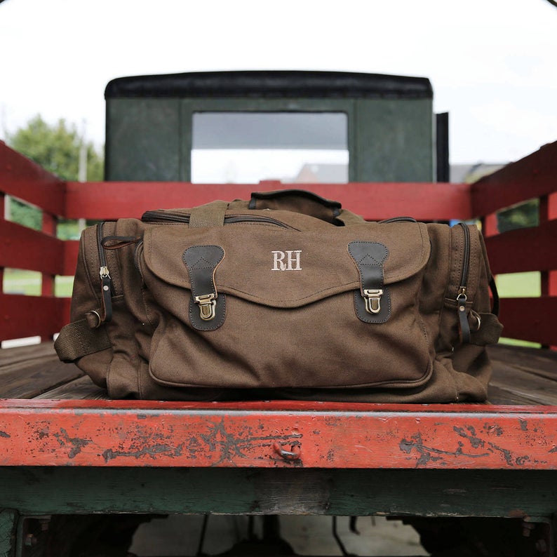 Weekender Duffle Bag for Men: Folding Waxed Canvas Duffle Bag Personalized  Gift for Him Father's Day Gift Anniversary Gift Made in USA 