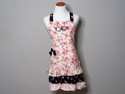 Vintage Inspired Pink Poppy Ruffle Apron