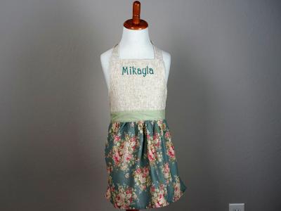 Girls Stormy Blue Floral Apron