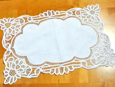 Large White Battenburg Lace Doily/ Tray Cloth