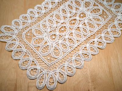 White Battenburg Lace Doily / Tray Cloth