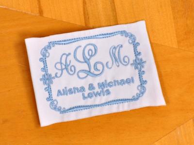 Personalized Wedding Dress Label w/ Initials and Names