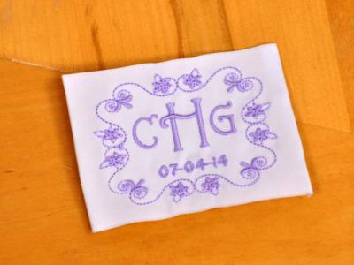 Daisy Monogrammed Wedding Dress Label w/ 3 Initials and Date