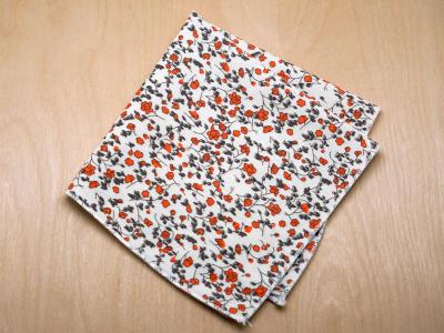 Classic Print Ladies Handkerchief with Orange Flowers