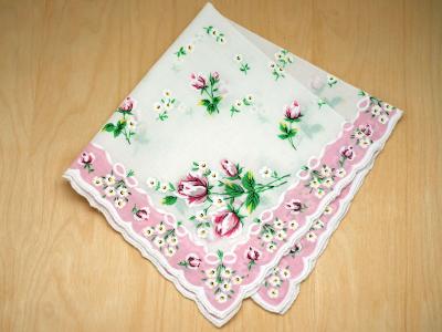 Vintage Inspired Dusty Rose Print Hankie