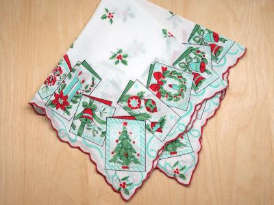 Vintage Inspired Holiday Card Print Hankie