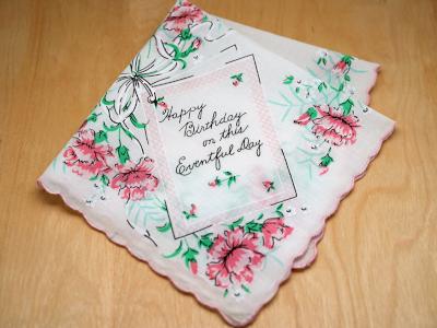 Vintage Inspired Happy Birthday Message Print Hankie