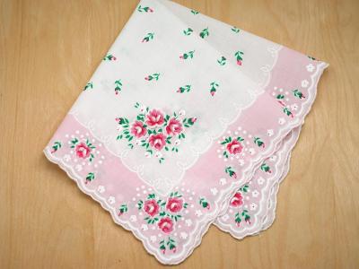 Vintage Inspired Blush Rose Print Hankie