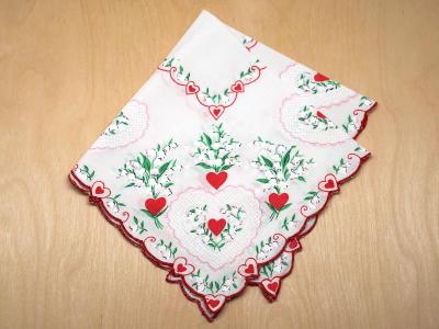 Vintage Inspired Valentines Lily of the Valley Print Hankie
