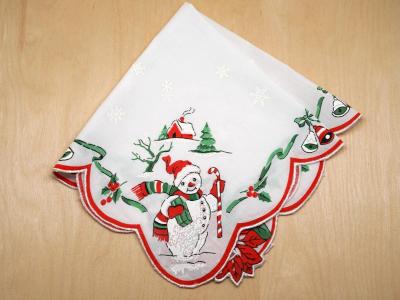 Vintage Inspired Holiday Snowman Print Hankie