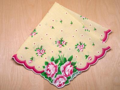 Vintage Sunny Floral Roses Handkerchief