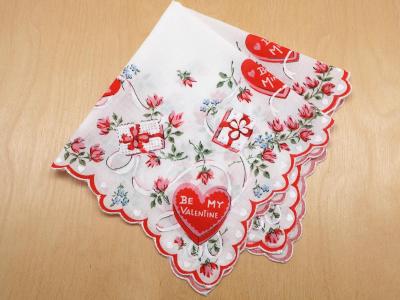 Vintage Inspired Valentines Be Mine Print Hankie