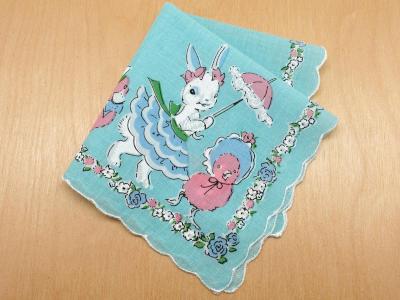 Vintage Bunny and Duck Print Hankie