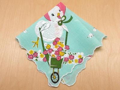 Vintage Inspired Floral Chick Print Hankie