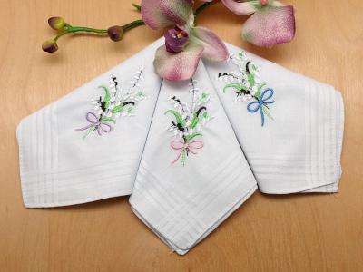 Set of 3 Different Lily of the Valley Hankies