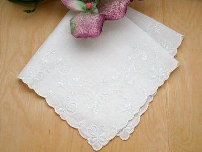 White Butterfly and Heart Wedding Handkerchief