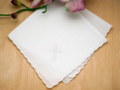 Set of 3 White Handkerchiefs with Cross