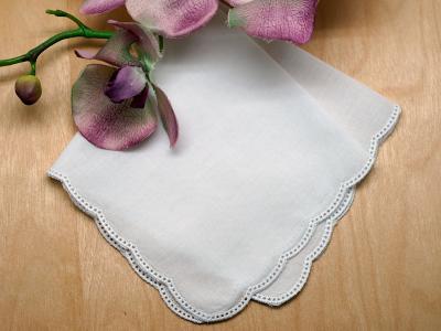Venetian Hemstitched and Drawnwork Lace Wedding Handkerchief