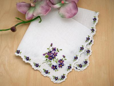 Swiss Violet Cluster Ladies Handkerchief