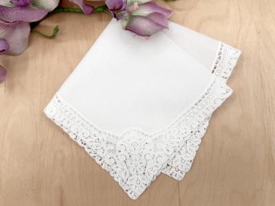 Regal Daisy Floral German Guipure Ladies Handkerchief