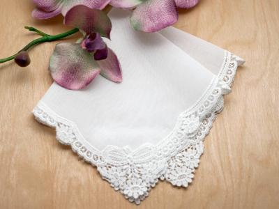 Daisy Ribbon German Guipure Lace Ladies Handkerchief